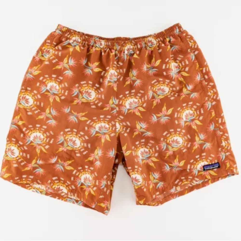 Patagonia Mens Baggies Longs Shorts 7" Inseam Lined Swim Hiking Floral Size L